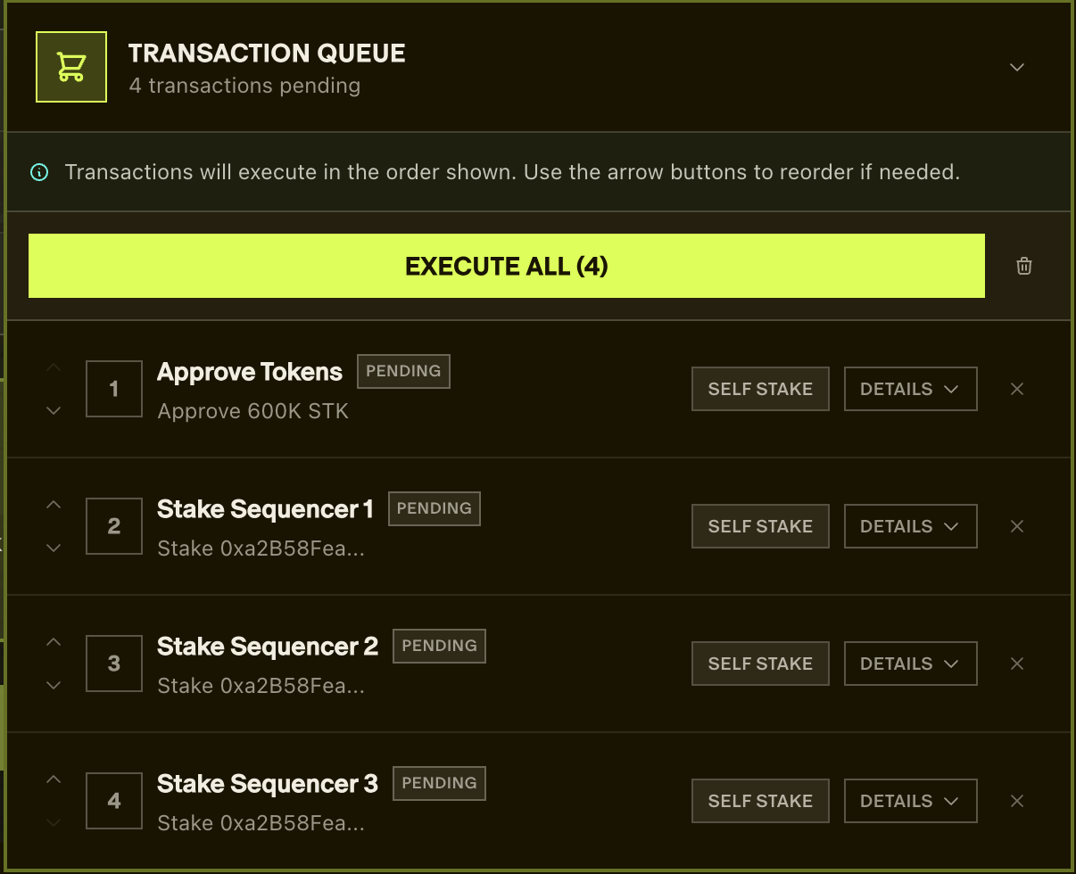 Execute transactions